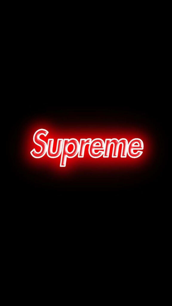 Glowing Red Supreme Letters Illuminate the Coolness - Black Supreme Background Image Wallpaper