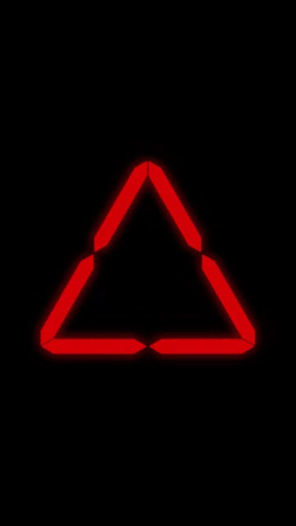Glowing red triangle on black background sleek modern Bastille wallpaper design background