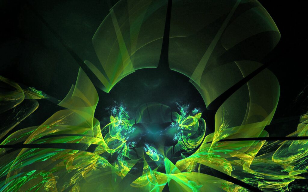 Mesmerizing Abstract Digital Art: Glowing Sphere & Vibrant Swirls Wallpaper
