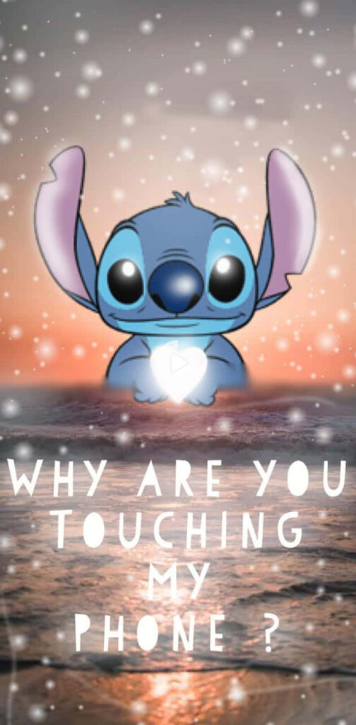 Glowing Stitch Wallpaper: Sunset Vibes & Humorous Quote