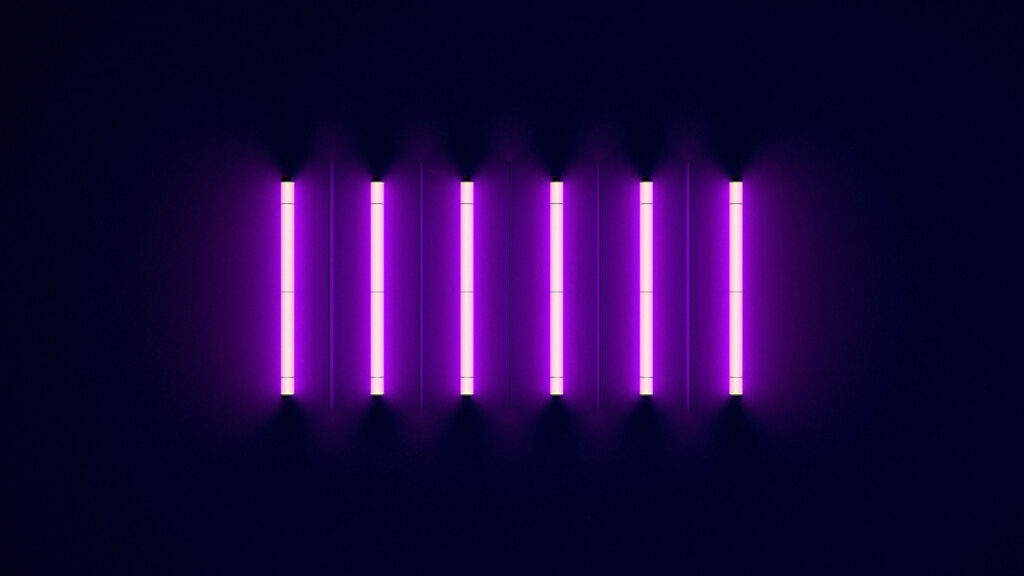 Glowing Night Spectrum: Mesmerizing Neon Lights Embrace the Darkness on Aesthetic Purple Computer Background Wallpaper