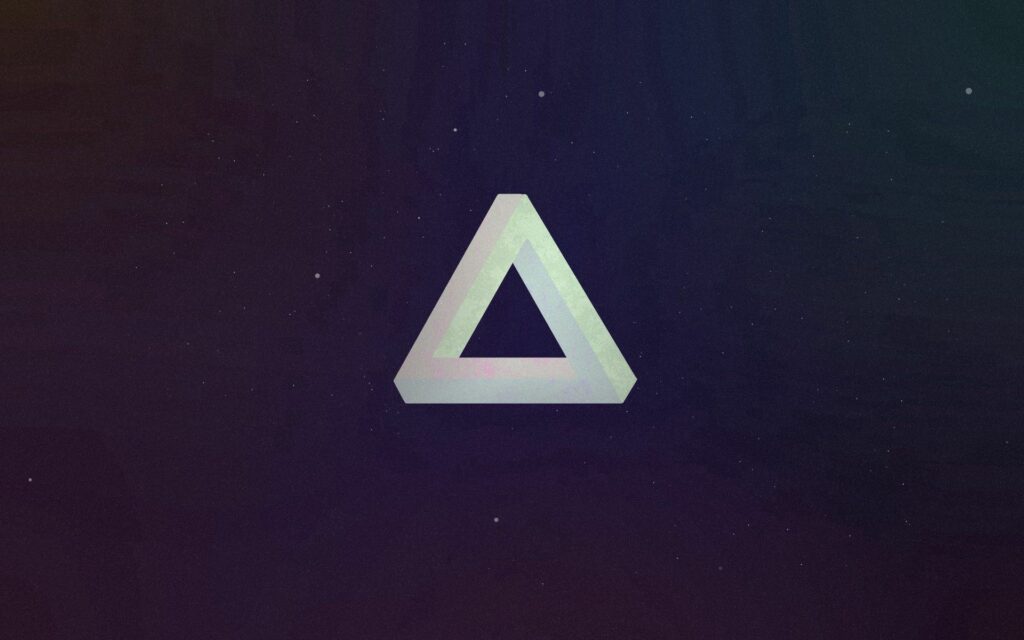 Cosmic Geometric Triangle Wallpaper - Dark Purple to Black Background