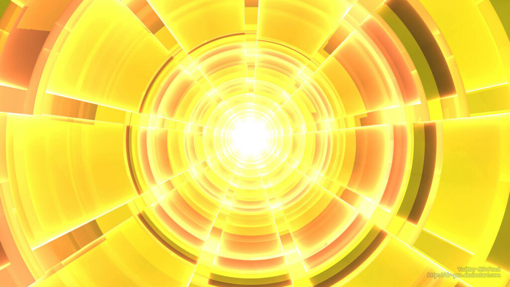 Luminous Yellow Fractal: Mesmerizing HD Digital Art of an Abstract Glow-effect Background Wallpaper