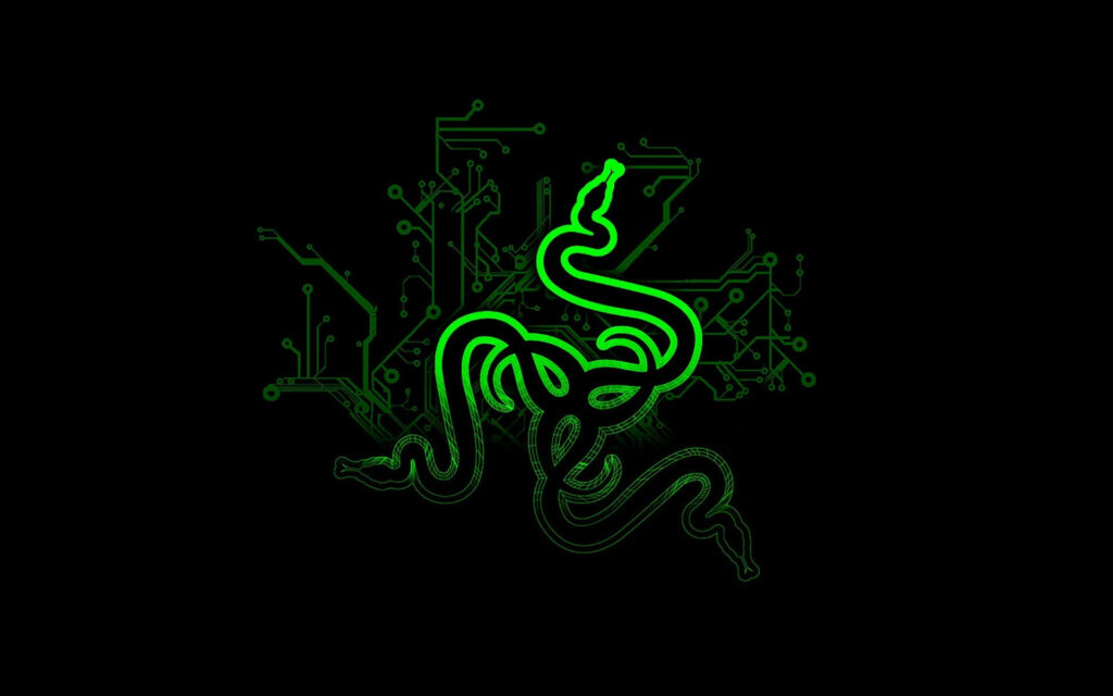 Glowing Emblem of Razer PC's Futuristic Aura Wallpaper