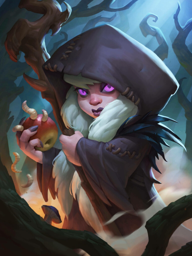 Gnome Witch Art in Enchanted Forest - Hearthstone Wallpaper