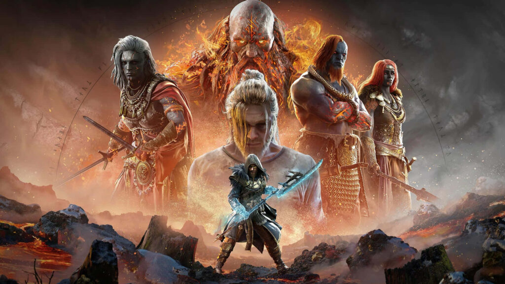 Intense God of War: Ragnarok Wallpaper - Fiery Character Designs