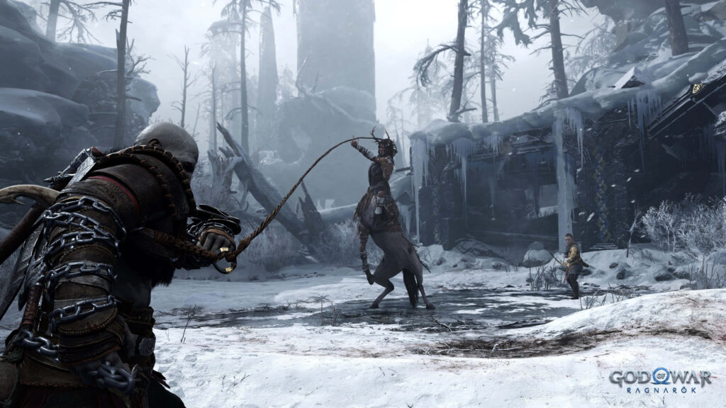 God of War Ragnarok Dynamic Wallpaper: Intense Winter Battle Scene