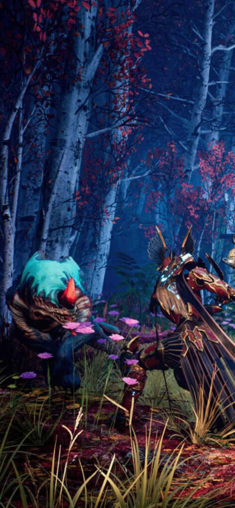 Godfall's Epic Clash: Phoenix Confronts Monstrous Foe in Breathtaking Background Wallpaper