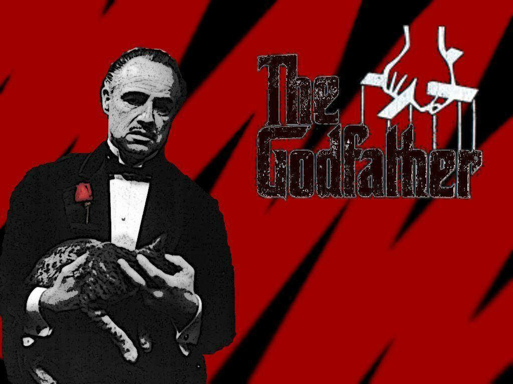 Classic Godfather-Themed Wallpaper: Red Zigzag & Iconic Logo