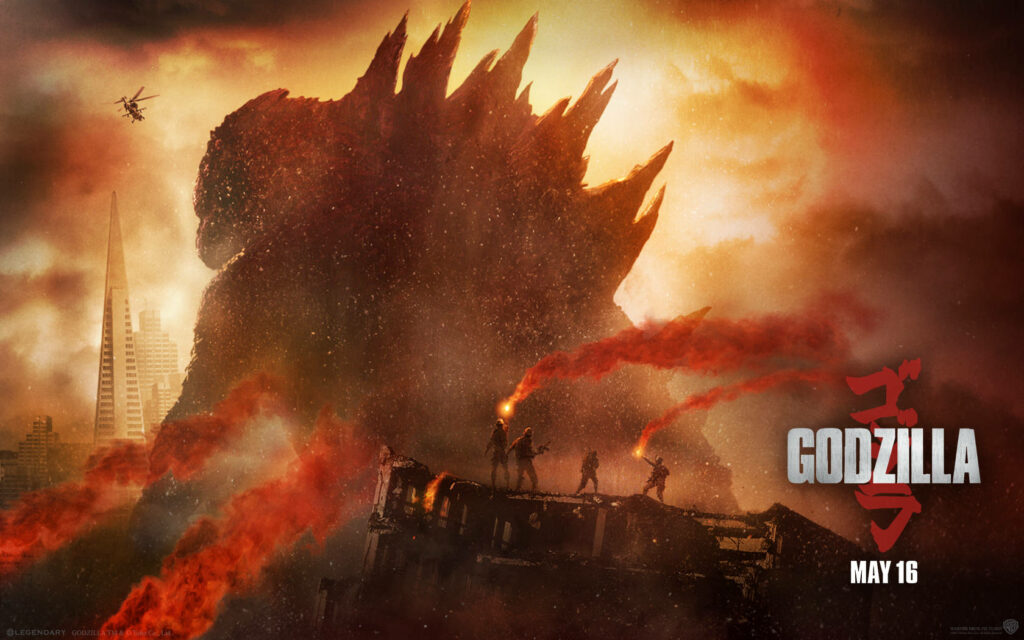 Godzilla Awakens: A Majestic Silhouette Emerges in Enthralling 4k Poster Wallpaper