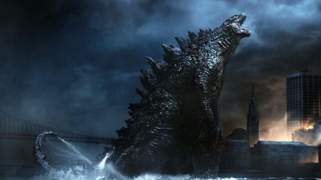 The Giant Awakening: Godzilla Unleashed on a Cityscape Wallpaper