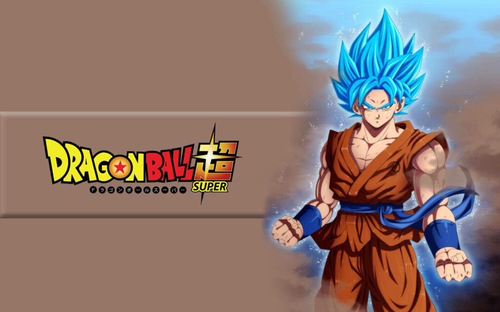 Goku transforming into Super Saiyan Blue with glowing aura vibrant blue hair Dragon Ball Super wallpaper