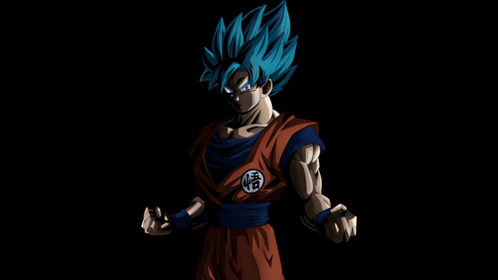 Goku Super Saiyan Blue wallpaper with glowing aura orange gi intense anime background