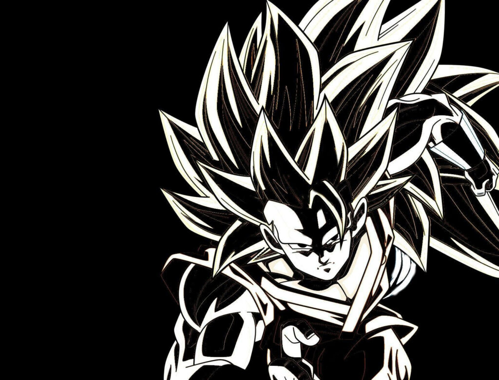 Legendary Goku: Monochrome Power Unleashed Wallpaper