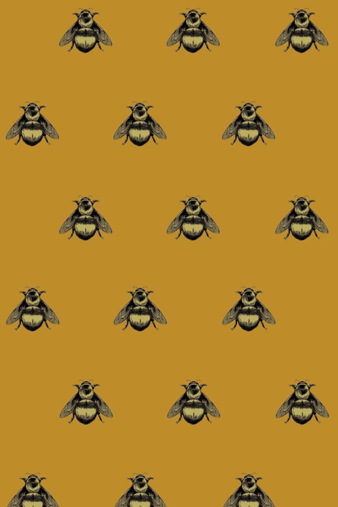 iPhone wallpaper with detailed bee pattern on rich golden background nature-inspired design