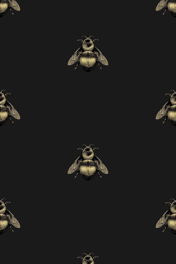 Gold bee pattern on black iPhone wallpaper modern stylish repeating background design