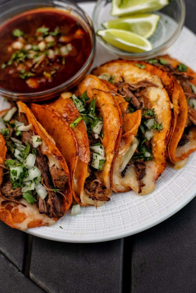 Golden Birria Tacos with Cilantro & Lime - Mouthwatering Wallpaper