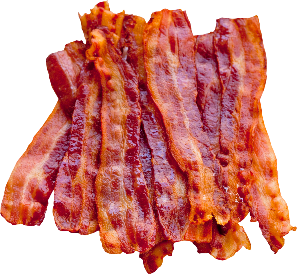 Glossy Golden-Brown Crispy Bacon Strips Wallpaper Background