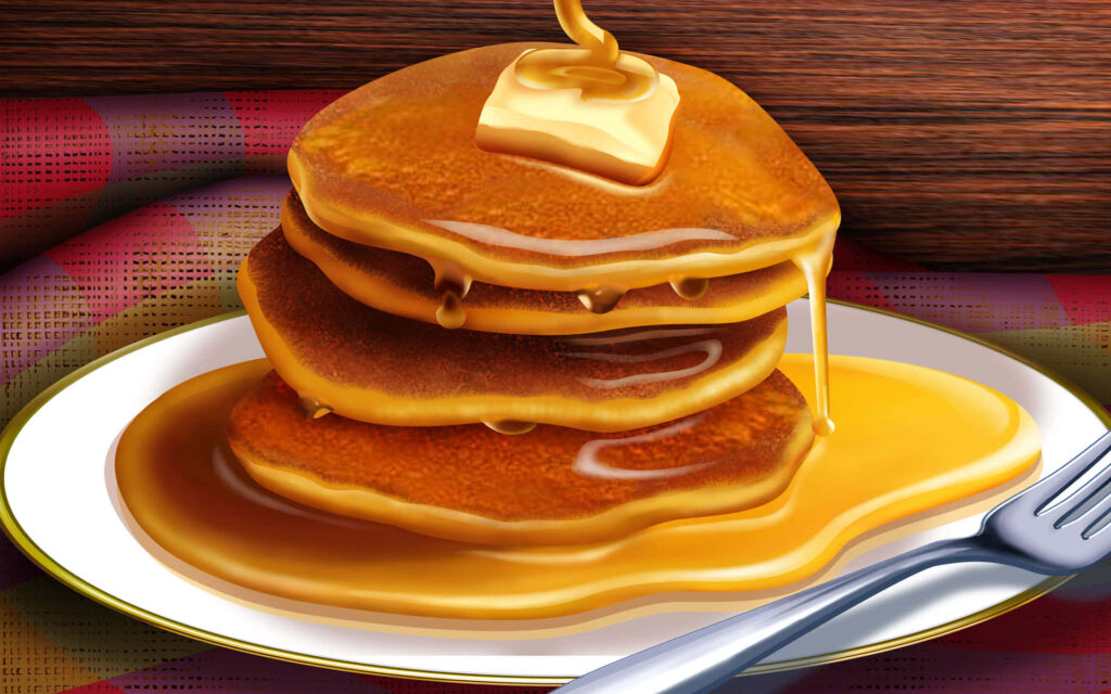Golden-Brown Pancakes with Butter & Syrup - Delicious Wallpaper