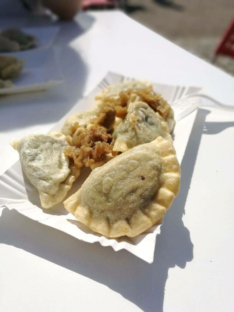 Freshly Made Vegetable Pierogies: Crispy Dumplings Close-Up Wallpaper