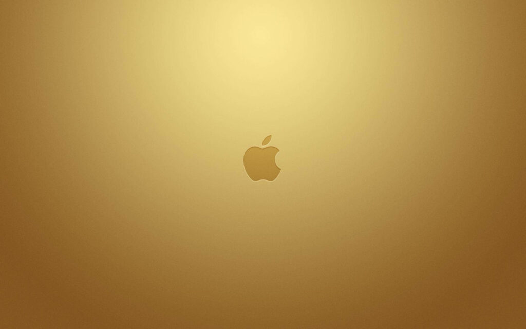 Minimalist wallpaper with centered Apple logo on radiant golden gradient for sleek luxury design