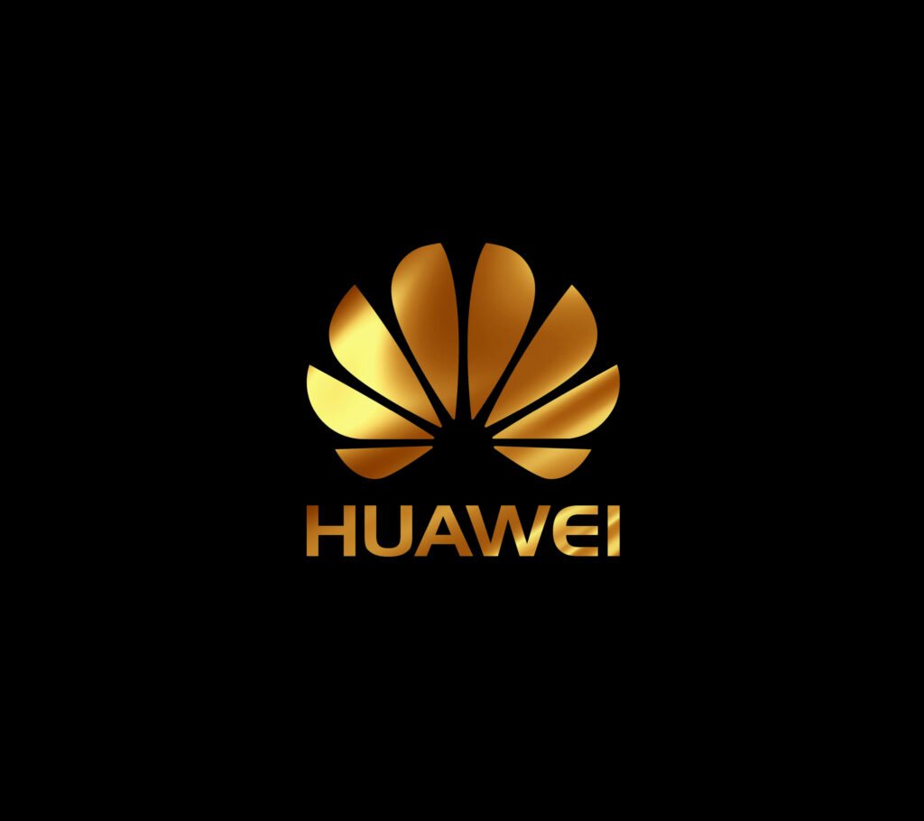 Golden Elegance: Huawei's Brand Logo in Vector Art atop a Black Background Wallpaper