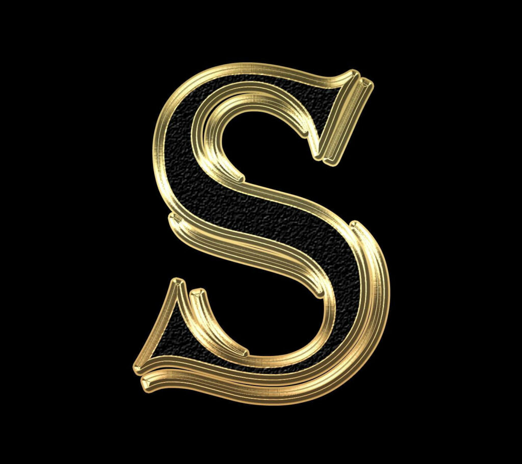Luxuriously Golden: The Luminous S Alphabet Wallpaper with a Bougie Touch against a Darkened Backdrop