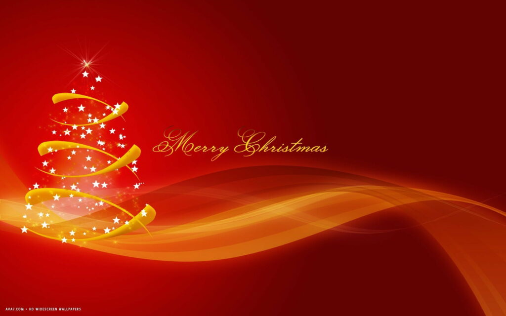 Majestic Golden Christmas Tree: Vibrant Abstract HD Holiday Wallpaper