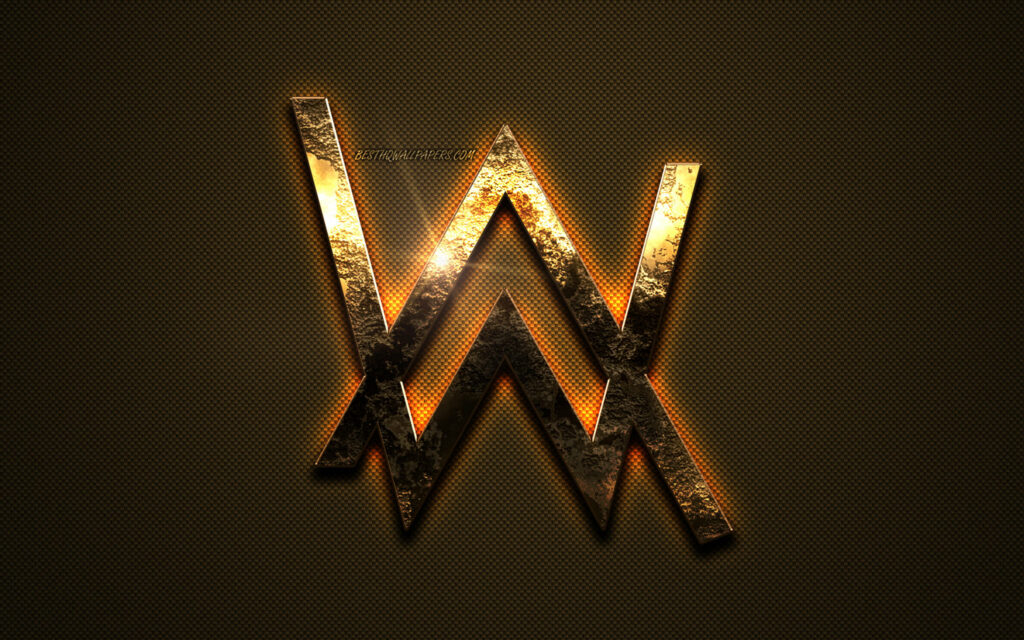 Glowing Golden Tribute: A Captivating Wallpaper Showcasing the Radiant Alan Walker Emblem Against a Minimalist Backdrop in QHD 2K 2560x1600 Resolution