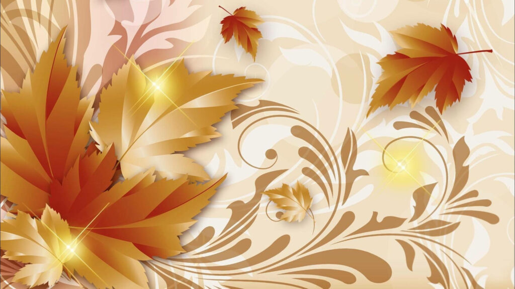 Golden Leaves of Autumn: A Charming Wallpaper with Cute Aesthetic and Starry Patterns