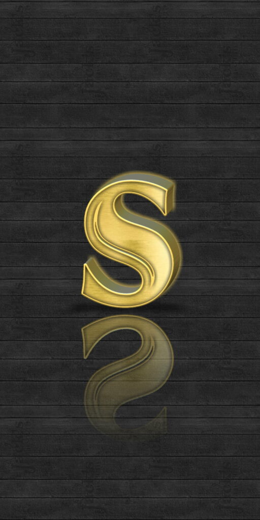 Gilded Melodies: HD Phone Wallpaper Featuring a Black and Gold Heavy Metal Letter 'S' on the Edge