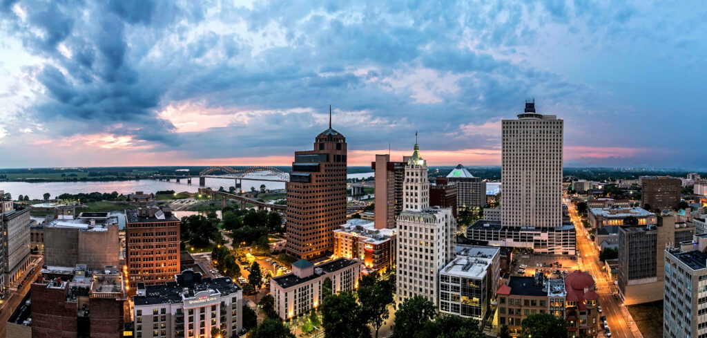Stunning Memphis Skyline at Golden Hour - Wallpaper Background