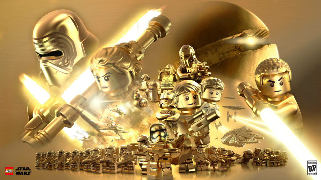 Golden LEGO Star Wars Characters Wallpaper: Iconic Figures & Adventure