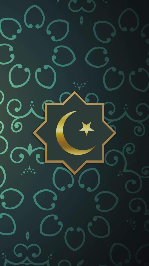 Golden Islamic Symbol Shimmering on an Ornate Green Background: The Ultimate Islamic Background Masterpiece Wallpaper