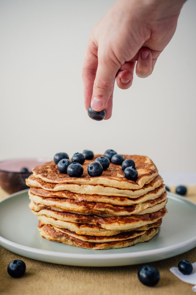 Golden Pancakes with Blueberries: Perfect Breakfast Wallpaper