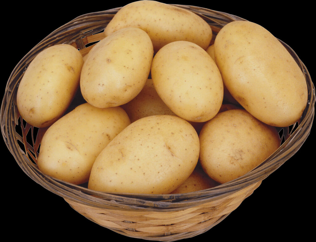 Fresh Golden Potatoes in a Basket - Natural Texture Wallpaper