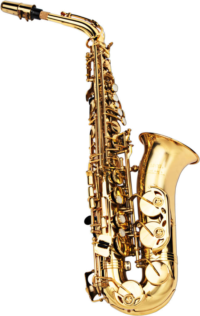 Elegant Gold Saxophone Wallpaper on Transparent Background