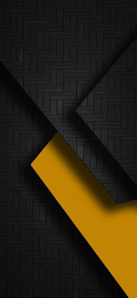 Contemporary abstract geometric wallpaper with dark textures and vibrant yellow diagonal stripe design