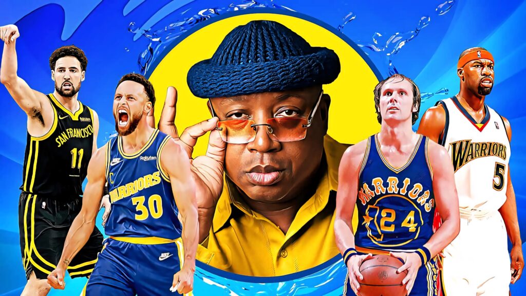 Golden State Warriors legends Klay Thompson Stephen Curry E-40 Rick Barry Baron Davis wallpaper
