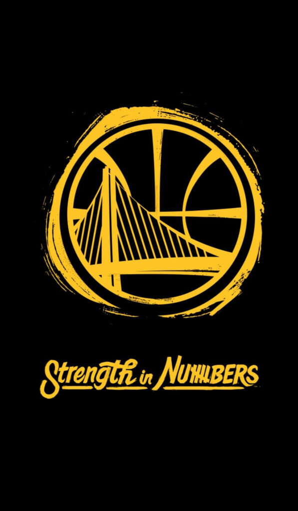 Golden State Warriors logo wallpaper black background bridge design Strength in Numbers text