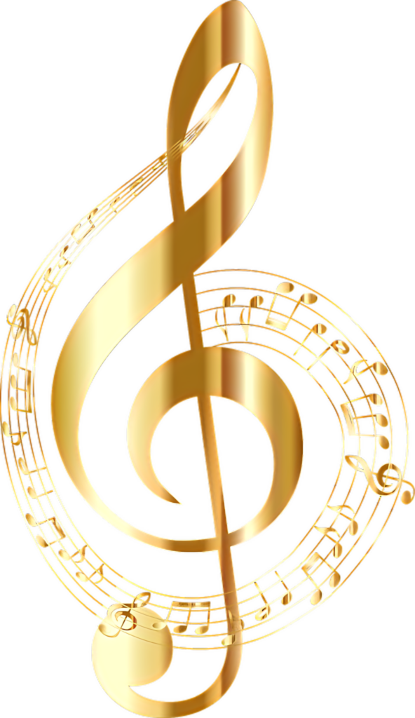 Golden Treble Clef Wallpaper: Musical Notes on Clear Background