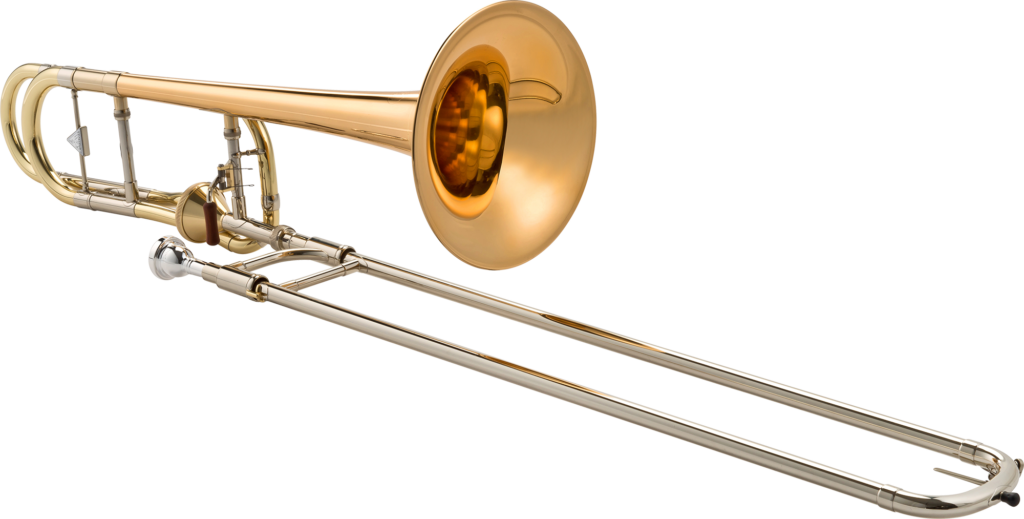 Elegant Golden Trombone Wallpaper on Sleek Black Background