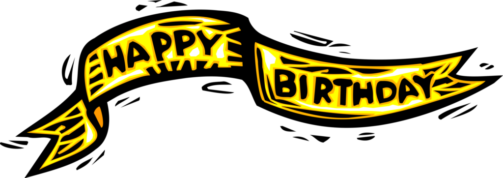 Bright Golden-Yellow Happy Birthday Banner on Black Background Wallpaper