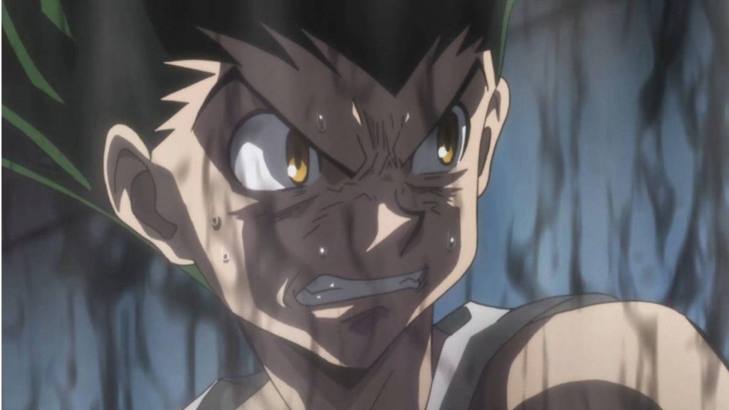 Gon Freecss enraged close-up wallpaper Hunter x Hunter intense fierce expression dark aura