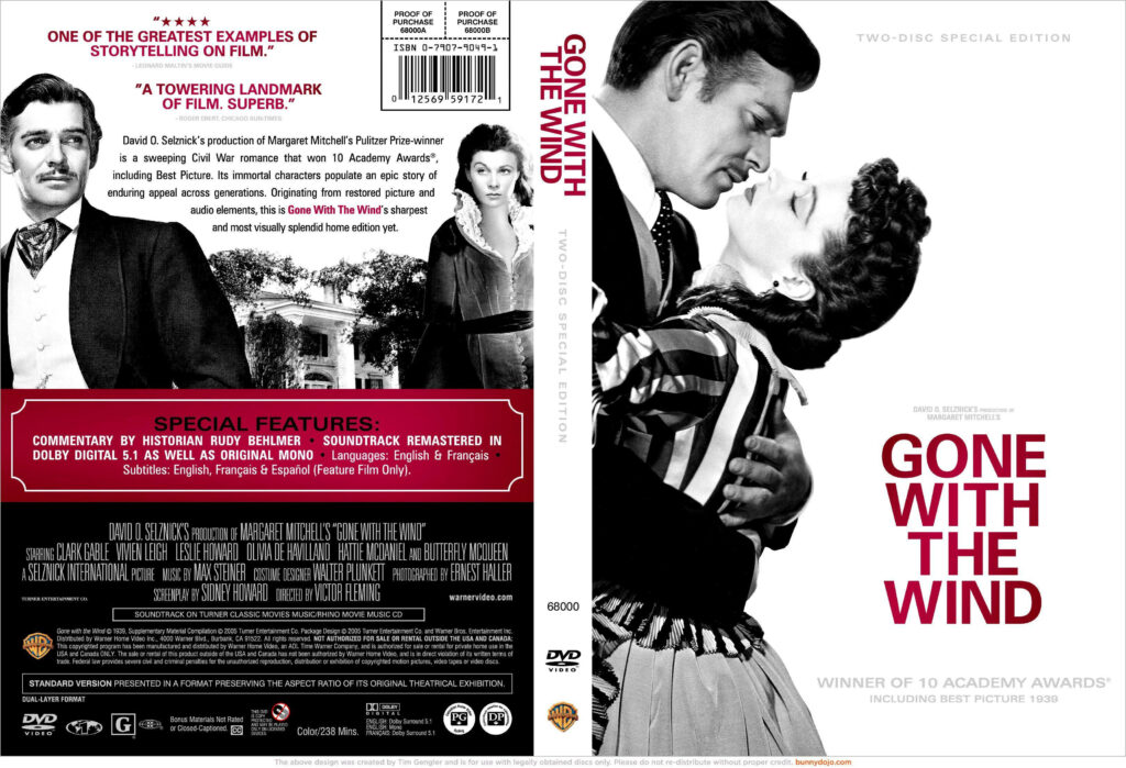 Gone With The Wind DVD Cover Wallpaper: Rhett & Scarlett Design