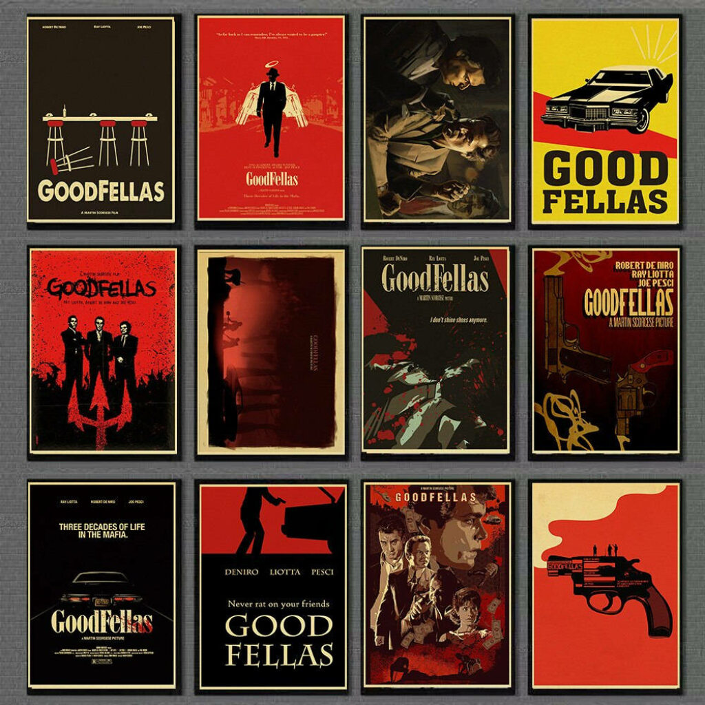 Vintage Goodfellas Wallpaper: Artistic Collage of Mafia Themes