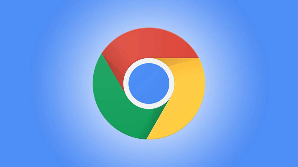 Google Chrome logo on smooth blue gradient background minimalist design showcasing speed and simplicity Wallpaper