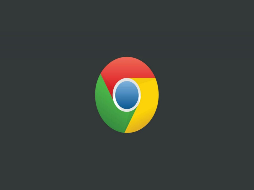 Google Chrome logo minimalist vector on sleek dark gray background vibrant colors wallpaper