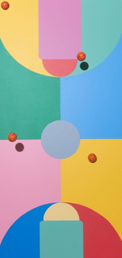 Dunking into Vibrant Screens: Google Pixel 5 Presents a Multi-Color HD Basketball Wallpaper