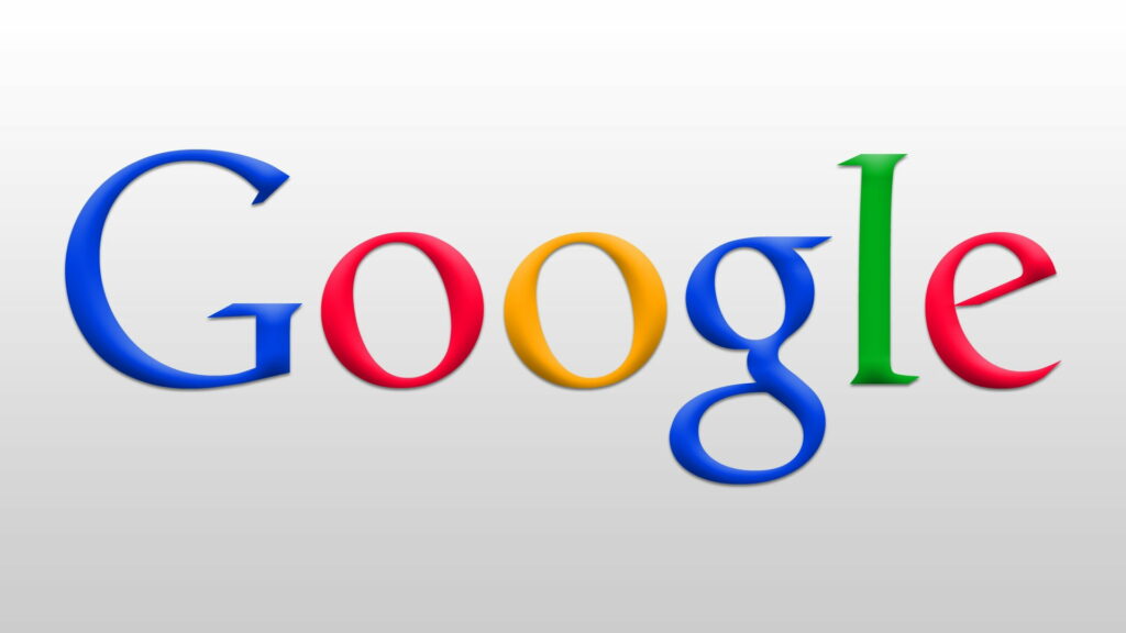 3D Google logo with realistic shading on light gray gradient background digital art wallpaper